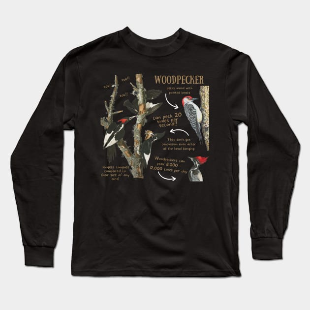 Animal Facts - Woodpecker Long Sleeve T-Shirt by Animal Facts and Trivias